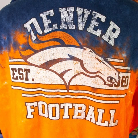 Denver Broncos Shirt Mens Large 2XL Orange Blue Tie Dye NFL Team Apparel Cover