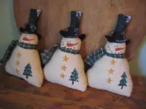 ~PaTTeRn~PRiMiTiVe Christmas Snowmen with Top Hat Bowl Filler, Wreath Decor~ - Picture 1 of 1