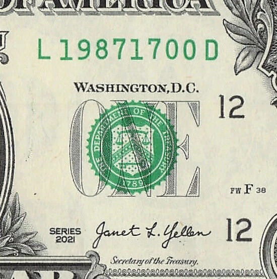 1987 1700 Tombstone Year Date Note Fancy Serial Number One Dollar Bill CRISP UNC - Image 1 of 4