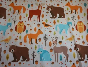 Woodland Friends Print PUL Fabric By the Yard Waterproof Polyurethane Laminate - Picture 1 of 2