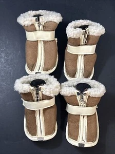 Shearling Faux Suede Dog Boots Size Medium New Never Used - Picture 1 of 6