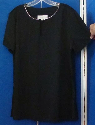 USADA EN EXCELENTE ESTADO TÚNICA TOP Great Traveler por KL CONCEPT Kathy LANDAU con adornos de diamantes de imitación L EE. UU. Foto 1 de 4