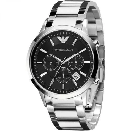 Emporio Armani AR2434 Herrenuhr Chronograph Edelstahl Silber Armbanduhr Datu--** - Bild 1 von 1