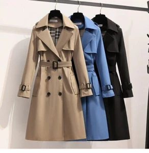 Women Coats and Jackets Autumn Mid Length Trench Coat Korean Fashion Women Coat - Foto 1 di 12