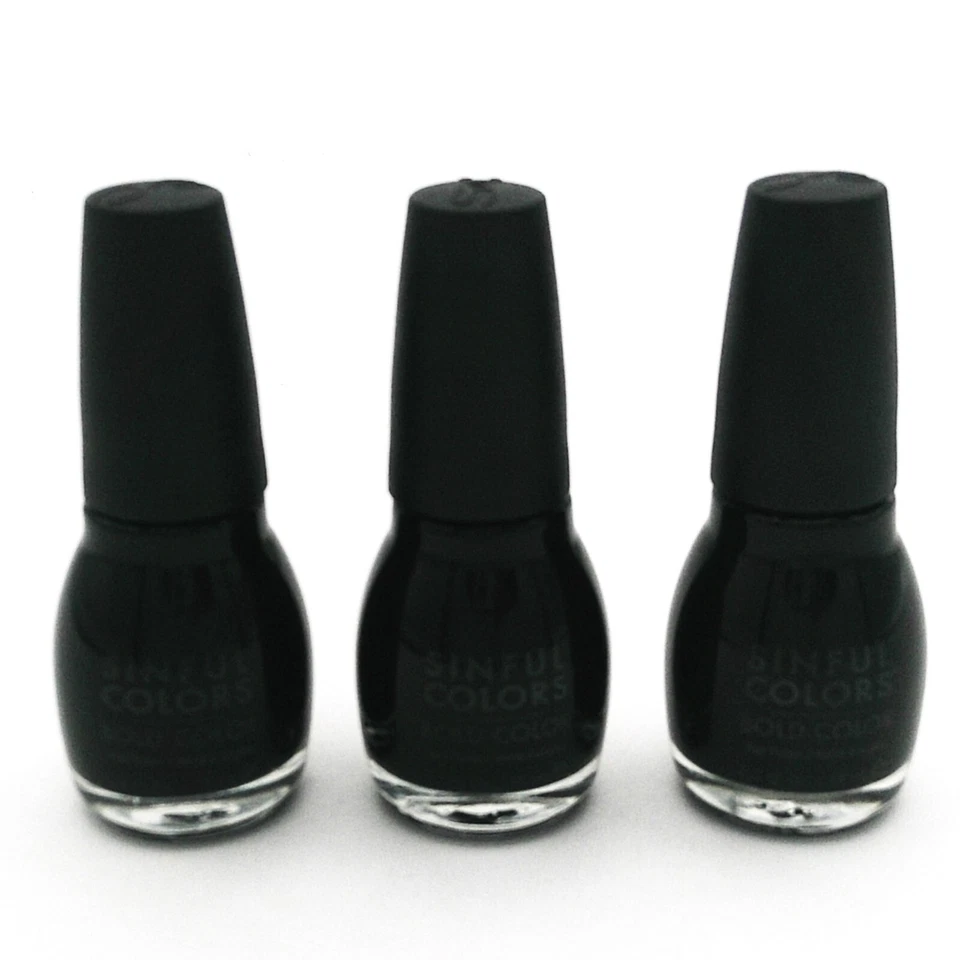Pacote com 3 esmaltes profissionais Sinful Colors 103 preto sobre preto 0,5 fl oz NOVO! - Imagem 1 de 1