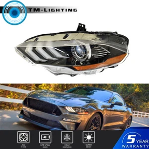 For 2018-2020 Ford Mustang LED DRL Headlamp Driver Side Black Housing Headlight - Picture 1 of 10
