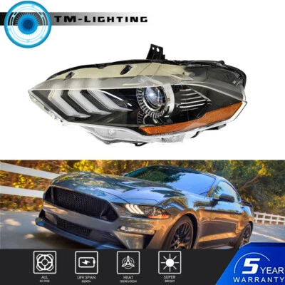 Faro LED DRL lado del conductor negro carcasa faro para Ford Mustang 2018-2020 Foto 1 de 4