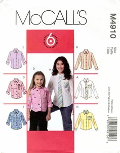 McCalls M4910 Shirts Blouses Girls Sewing Pattern Uncut Size 3 4 5 6 - Picture 1 of 2