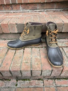 Sperry Duck Boot stivaletto impermeabile in pelle verde taglia 11M donna - Foto 1 di 8