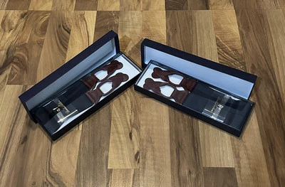 Lote De 2 Tirantes Brooks Brothers Tirantes Azul Marino Ajustables Cuero Vino Tinto Foto 1 de 4