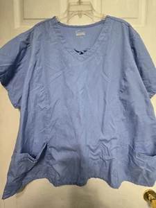 Butter-Soft Scrub Top size 4X-Ceil Blue w/Criss-Cross neck-Chest 31.5"/L 28.5" - Picture 1 of 5