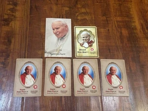 Lot of (6) Blessed Saint Pope John Paul II Estate Sale Find Relic Prayer Cards - Picture 1 of 14