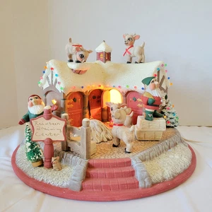 Vintage Kimpelform Keramik handbemalt Rentier Trainingszentrum leuchtet RAR - Bild 1 von 24