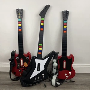 PS2 Guitar Hero Bundle - 3 Guitars With Straps Red Octane PSLGH Red - Tested 🔥 - Picture 1 of 16