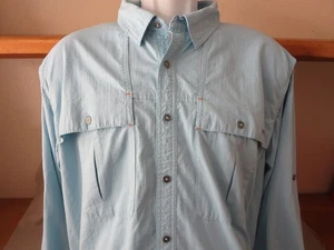 Neu ORVIS langärmliges blaues Herrenhemd Outdoor Angeln Wandern Polyester Large - Bild 1 von 5