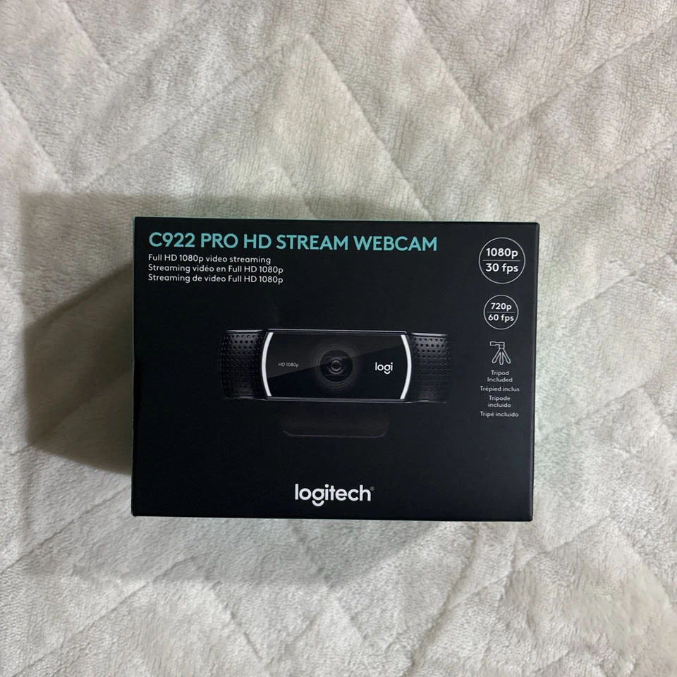 Logitech C922 1080p Pro Stream HD Webcam Black  960-001376 30 fps NEW SEALED - Image 1 of 4