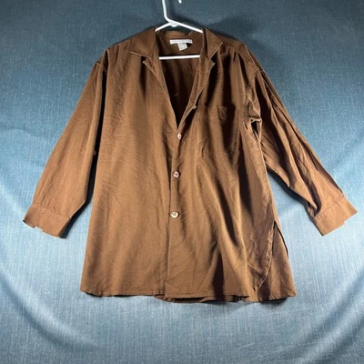 Camisa para mujer The Limited talla M marrón con botones delanteros larga túnica blusa informal años 90 Foto 1 de 4