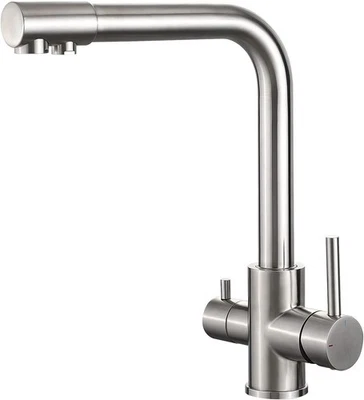 Ibergrif 3Way Water Filter Kitchen Tap Swivel Spout with 2 Handle M22109A Nickel - Image 1 of 2