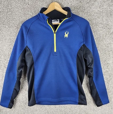 Spyder Outbound 1/4 Zip Pullover Midweight Core Sweater Men's Medium Blue Neon  - Image 1 of 4