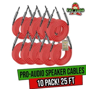25FT Speaker Cables | 1/4 Plug 12AWG Gauge Wire Music Studio Stage Amp Recording - Picture 1 of 14