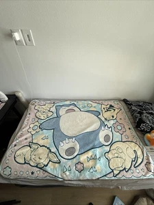 Pokemon Fuwa and Hug Decke Snorlax 55 x 39 Zoll Eevee Slowpoke US-Verkäufer - Bild 1 von 7