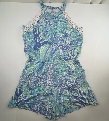 LILLY PULITZER Lala Blue Romper Sea To Shining Sea women’s size Large  - Image 1 of 4
