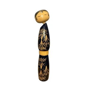 Japanese Sosaku Kokeshi Doll Cicada’s Song by Sato Suigai Vintage Blue Wood - Picture 1 of 17