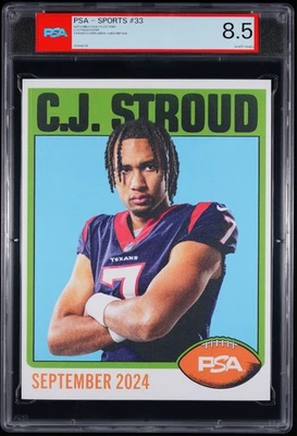 Revista CJ STROUD PSA 2024/100 PSA 8,5 VARIANTE VERDE RARA C.J Houston Texans Foto 1 de 3