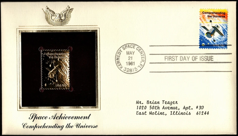 US - 1981 - 18 Cents Space Achievements Issue Golden Replica FDC # 1919 VF Nice - Image 1 of 1