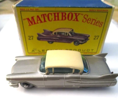 Matchbox No 27 Cadillac Sixty Special Silver Pink Roof Original Box Car Mint - Image 1 of 4