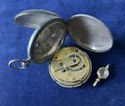 antique silver full hunter fusee pocket watch and key for restoration 