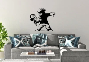 Calcomanía de vinilo estilo flor de fuego estilo Banksy - diseño para juegos arte de pared - Imagen 1 de 5