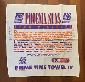 Vintage 1993 Phoenix Suns NBA Playoffs Prime Time Towel IV Colorful 45 KUP-TV