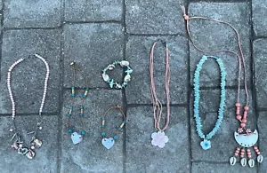 ✅Set 5 Abalone Muschel Halsketten & 2 Armbänder Schmetterling Blume Herz Schmuck - Bild 1 von 11