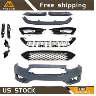 For Ford Focus 2015-2018 S/SE/SEL Front Bumper Cover+Grill Grille+Fog Light+Lips - Изображение 1 из 4