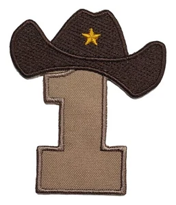 First 1 Second 2 Third 3 Birthday Cowboy Hat Embroidered Applique Iron On Patch - Picture 1 of 11