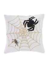 18" Embroidered Spiders & Web Pillow