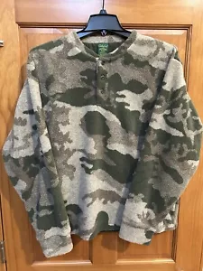 Cabela’s Berber Fleece Henley Pullover Windshear Men’s Size Large Outfitter Camo - Picture 1 of 5