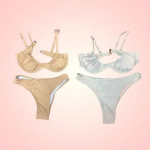 Sexy Ribbed Ruched Underwire Bikini Swimsuit Set, Two Piece Swim Set, Beachwear - Picture 1 of 1