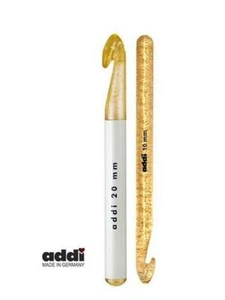 Addi Plastic Crochet Hooks Gold Glitter Tip Needles - Picture 1 of 14