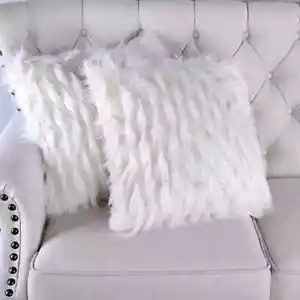 Feathery Faux Fur Throw Pillow Covers Luxury Soft Decorative Plush Cushion Case - Picture 1 of 23