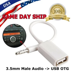 3.5mm Male Audio AUX Jack to USB 2.0 Type A Female OTG Converter Adapter Cable - Picture 1 of 8