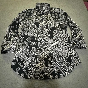 CHAPS Women's Medium Black No Iron Cotton Shirt Casual Top Unique Design Womens - Picture 1 of 7