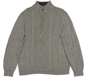 EUC Izod Men’s 1/4 Zip Mock Neck Pullover Logo Cable Knit L/S Sweater Size L - Picture 1 of 3