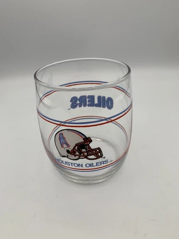 Vintage Houston Oilers 3.75” Glass Stemless Tumbler Shell Promo 1993~~12oz Cover