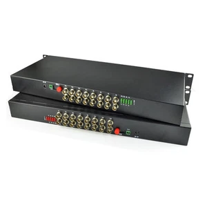 16CH Digital Video Fiber Media Converters Transmitter Receiver -1U Chassis Rack - Foto 1 di 5