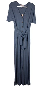 BCBGeneration Womens Ribbed Tie-Waist Jumpsuit Medium - Picture 1 of 12