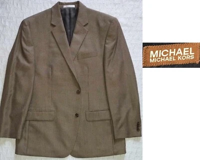 MICHAEL KORS designer mens BROWN TWEED poly blend sport coat sz 44R 44 REG * - Image 1 of 4