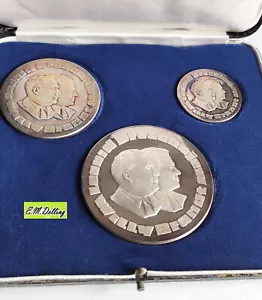 3 Medaillen zum Besuch in Moskau im Mai 1973 PP Brandt/Breschniew 999,9 Silber - Bild 1 von 11