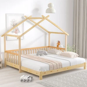 Kinderbett Hausbett Tagesbett 90x200cm Holz Ausziehbett Einzelbett Doppelbett - Bild 1 von 12